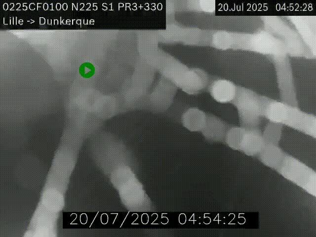 Webcam autoroute A25 (N225) à hauteur de Bergues (Bierne). Vue orientée vers Dunkerque.