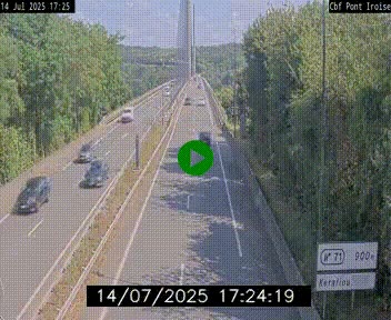 Webcam sur la N165 après le Pont de l'Iroise, à l'entrée de Brest