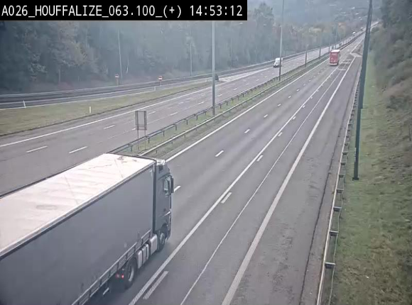 Webcam autoroute des Ardennes (E25/A26) à hauteur d'Houffalize. Vue orientée vers Baraque de Fraiture