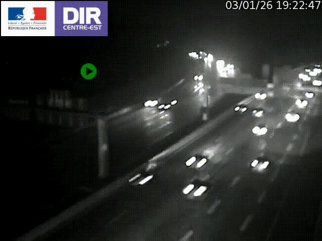 Caméra de circulation routière sur le boulevard périphérique Laurent Bonnevay de Lyon (D383) à hauteur de Bron, avant la jonction avec l'A43. Vue orientée vers l'échangeur