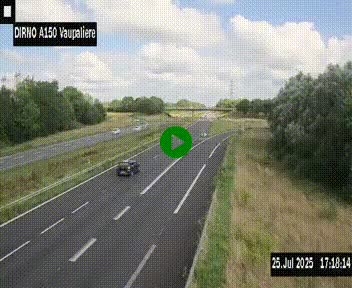 Webcam autoroute A150 à hauteur de La Vaupalière en périphérie de Rouen. Vue orientée vers Rouen