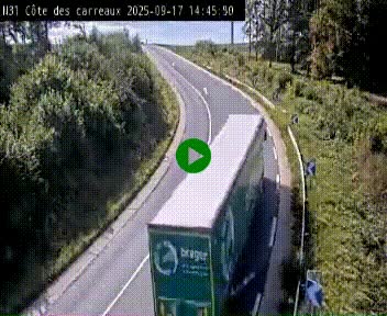 Webcam en haut de la Côte des Carreaux sur la N31 à Avesnes-en-Bray. Vue orientée vers Rouen