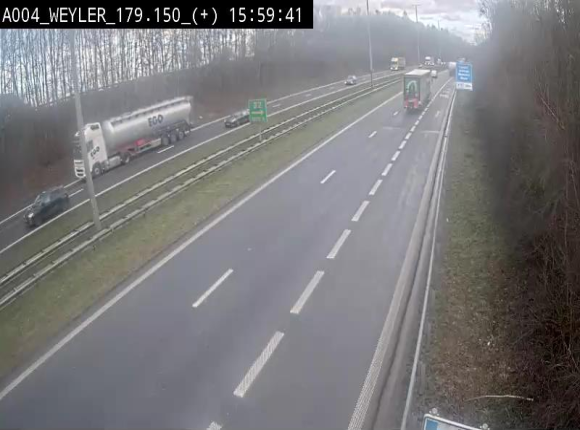 Webcam entre la sortie Arlon et la sortie Weyler sur l'E411. Vue orientée vers Luxembourg