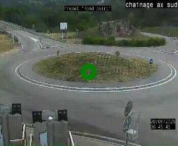 Webcam au nord d'Ax-les-Thermes au niveau de l'aire de chaînage de la N20. Vue orientée vers les Pyrénées, en direction de Pas de la Case