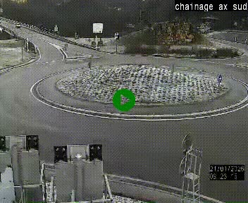 Webcam au nord d'Ax-les-Thermes au niveau de l'aire de chaînage de la N20. Vue orientée vers les Pyrénées, en direction de Pas de la Case
