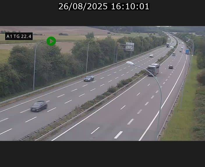 Traffic live webcam Luxembourg Flaxweiler - A1 direction Luxembourg - BK 22.4