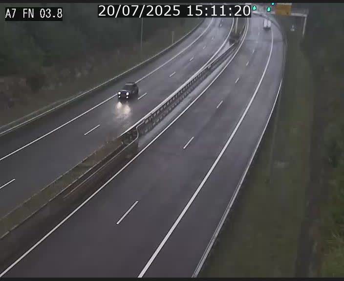 Caméra autoroute Luxembourg A7 - Passage à gibier Rëngelbour - direction Tunnel Stafelter