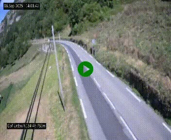 Webcam dans les Pyrénées Atlantique au niveau du col d'Urdos et du fort du Pourtalet sur la N134, en direction du Col et du tunnel du Somport, à 765 mètres d'altitude