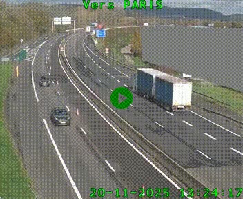 Caméra routière sur l'autoroute A20 à Brive-la-Gaillarde, à la jonction avec l'A89. Vue orientée vers Paris