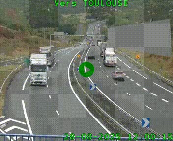 Caméra routière sur l'autoroute A20 à Noailles, en périphérie de Brive-la-Gaillarde. Vue orientée vers Toulouse