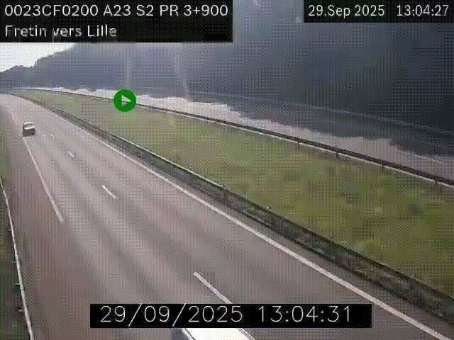 Webcam autoroute A23 à hauteur de Fretin. Vue orientée vers Lille