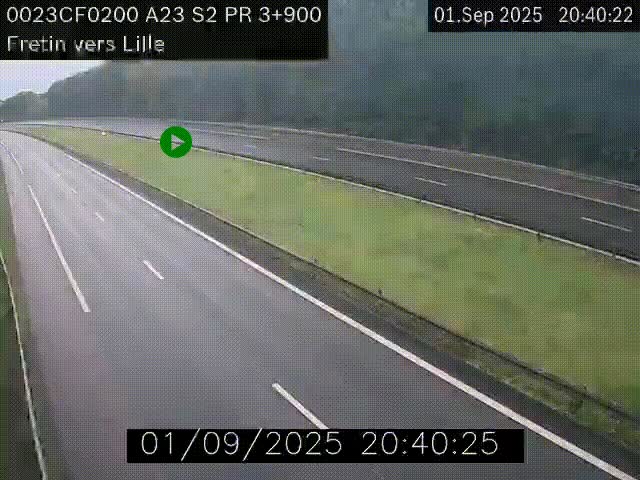 Webcam autoroute A23 à hauteur de Fretin. Vue orientée vers Lille