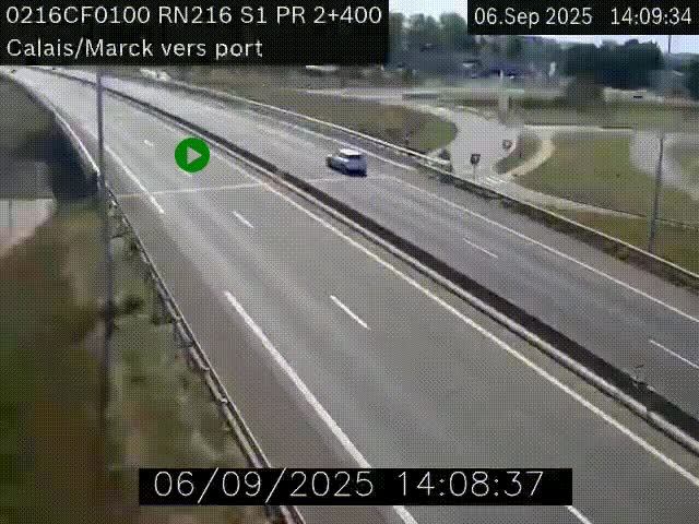 Webcam à Calais sur A216 (N216) en direction du port (harbour) de Calais.