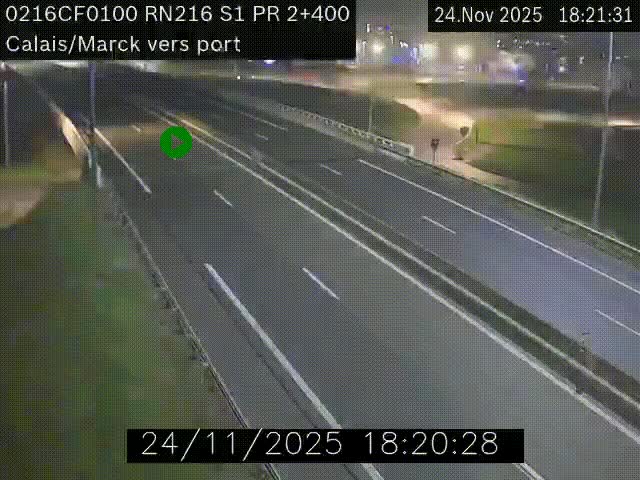 Webcam à Calais sur A216 (N216) en direction du port (harbour) de Calais.