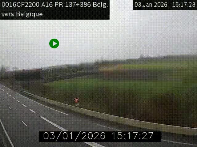 Webcam à la frontière franco-belge au niveau de Bray-Dunes/De-Panne sur l'autoroute A16. Vue orientée vers la Belgique