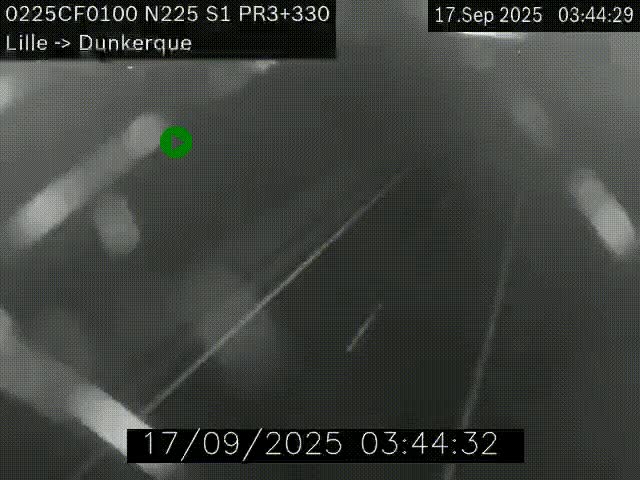 Webcam autoroute A25 (N225) à hauteur de Bergues (Bierne). Vue orientée vers Dunkerque.