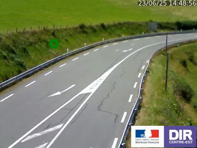 Webcam sur le col Pin Bouchain, vue orientée vers Roanne, en provenance de Lyon sur la nationale 7 (N7)