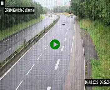 Webcam routière à hauteur de Bois-Guillaume en périphérie de Rouen. Vue orientée vers Rouen