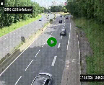 Webcam routière à hauteur de Bois-Guillaume en périphérie de Rouen. Vue orientée vers Rouen