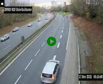 Webcam routière à hauteur de Bois-Guillaume en périphérie de Rouen. Vue orientée vers Rouen