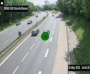 Webcam routière à hauteur de Bois-Guillaume en périphérie de Rouen. Vue orientée vers Rouen