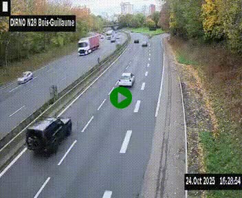 Webcam routière à hauteur de Bois-Guillaume en périphérie de Rouen. Vue orientée vers Rouen