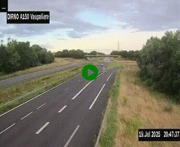 Webcam autoroute A150 à hauteur de La Vaupalière en périphérie de Rouen. Vue orientée vers Rouen