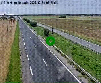 Webcam à hauteur de Vert-en-Drouais sur la N12, en périphérie de Dreux. Vue orientée vers Alençon