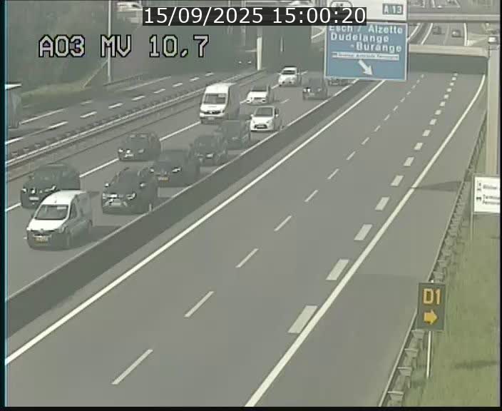 Traffic live webcam Luxembourg Croix de Bettembourg - A3 - BK 10.7 - direction France