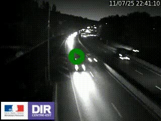 Caméra autoroute sur A6 - Valvert, près de Lyon, en direction de Paris, à hauteur de la sortie 36 Porte du Valvert