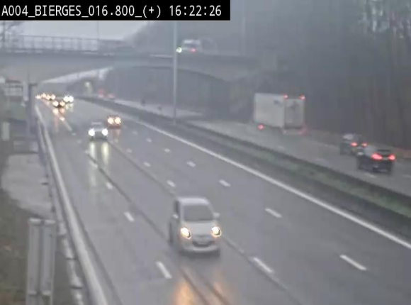 Webcam à Wavre, à hauteur de la sortie 5 Bierges. Vue orientée vers Namur