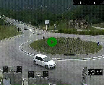 Webcam au nord d'Ax-les-Thermes au niveau de l'aire de chaînage de la N20. Vue orientée vers les Pyrénées, en direction de Pas de la Case