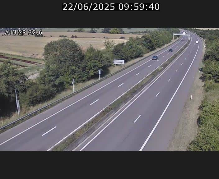 Webcam info trafic A13 à hauteur de Mondorf-les-bains. Vue orientée vers Altwies