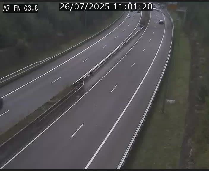 Caméra autoroute Luxembourg A7 - Passage à gibier Rëngelbour - direction Tunnel Stafelter