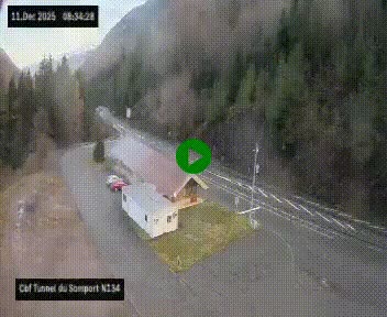 Webcam à l'entrée du tunnel du Somport, côté français, sur la N134, dans les Pyrénées, en direction de l'Espagne, à 1116 mètres d'altitude
