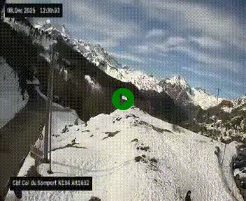 Webcam au col du Somport, côté français, sur la N134, dans les Pyrénées, en direction de l'Espagne, à 1632 mètres d'altitude