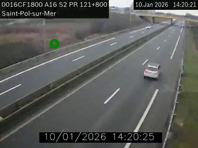 Webcam autoroute A16 à proximité de Dunkerque, à hauteur de la sortie Saint-Pol-sur-Mer. Vue orientée vers Calais