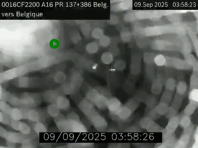 Webcam à la frontière franco-belge au niveau de Bray-Dunes/De-Panne sur l'autoroute A16. Vue orientée vers la Belgique