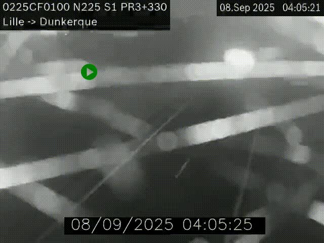 Webcam autoroute A25 (N225) à hauteur de Bergues (Bierne). Vue orientée vers Dunkerque.