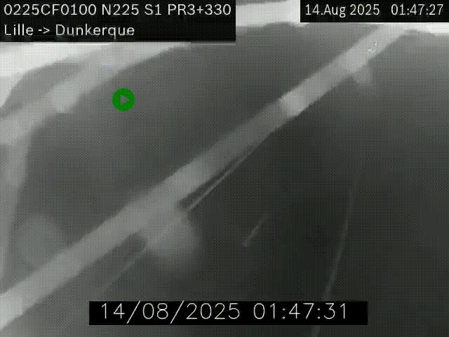 Webcam autoroute A25 (N225) à hauteur de Bergues (Bierne). Vue orientée vers Dunkerque.