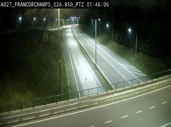 Webcam E42 (A27) dans les Ardennes à Francorchamps, à proximité du circuit de Spa. Vue orientée vers Liège