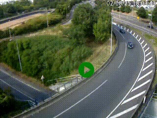 Caméra autoroute à la jonction entre l'A7 et la D301 (Boulevard urbain Sud de Lyon) à Feyzin, au sud de Lyon. Vue orientée vers Mions