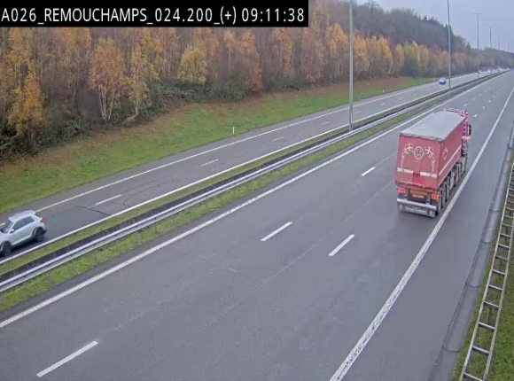 Webcam à hauteur de Spa entre la sortie Remouchamps et la sortie Stavelot. Vue orientée vers les Ardennes