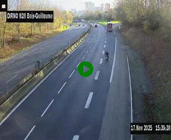 Webcam routière à hauteur de Bois-Guillaume en périphérie de Rouen. Vue orientée vers Rouen
