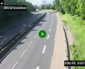 Webcam routière à hauteur de Bois-Guillaume en périphérie de Rouen. Vue orientée vers Rouen