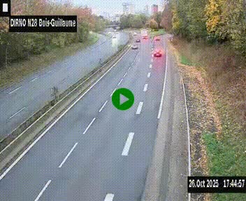 Webcam routière à hauteur de Bois-Guillaume en périphérie de Rouen. Vue orientée vers Rouen