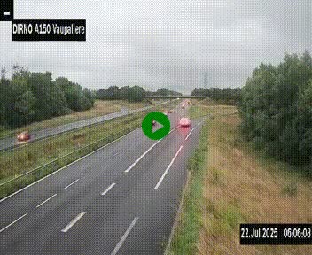 Webcam autoroute A150 à hauteur de La Vaupalière en périphérie de Rouen. Vue orientée vers Rouen