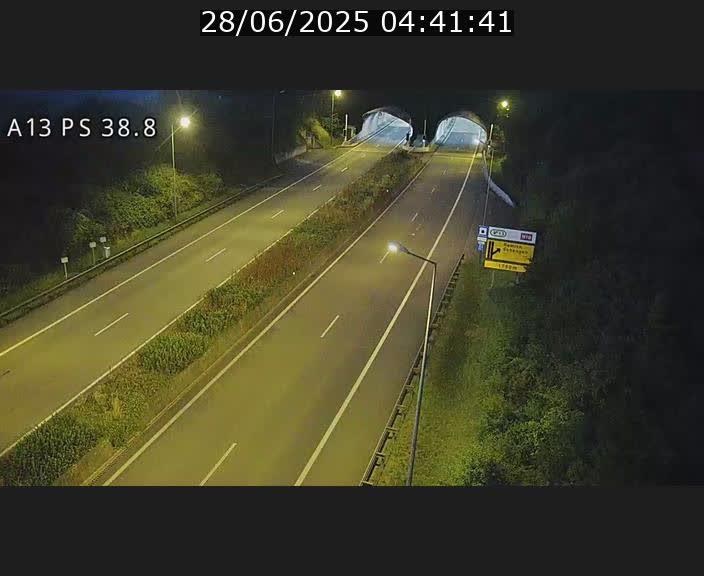 Webcam autoroute A13 à l'entrée ouest du tunnel Markusbierg à Schengen. Vue orientée vers Mondorf-les-Bains