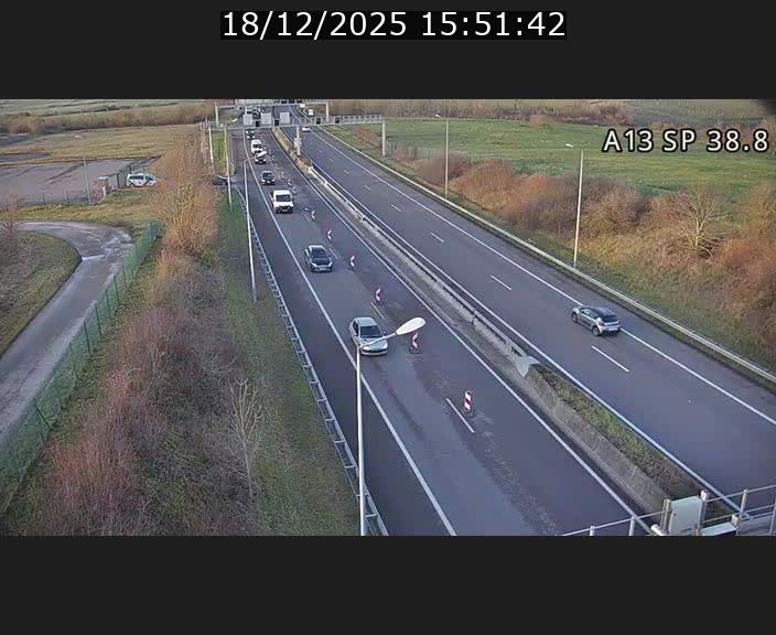 Webcam autoroute A13 à l'entrée ouest du tunnel Markusbierg à Schengen. Vue orientée vers le tunnel et l'Allemagne