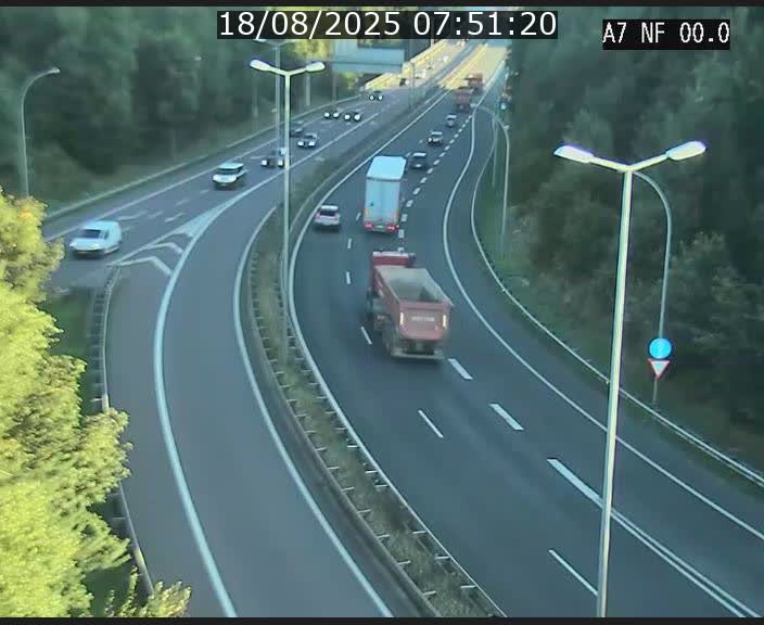 Caméra autoroute Luxembourg A7 - Echangeur A1/A7 Grünewald direction Tunnel Stafelter